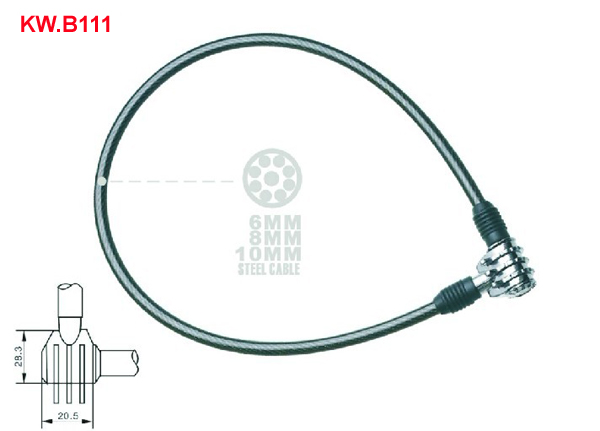 KW.B111 Cable lock 3digit combination lock'