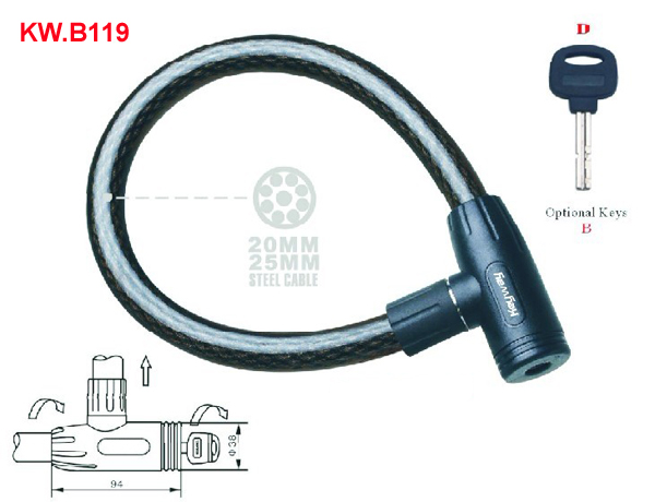 KW.B119 Heavy duty Cable lock'